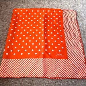 Lauren Ralph Lauren Orange Polka Dot Scarf – Silk Feel – Bright Designer Scarf
